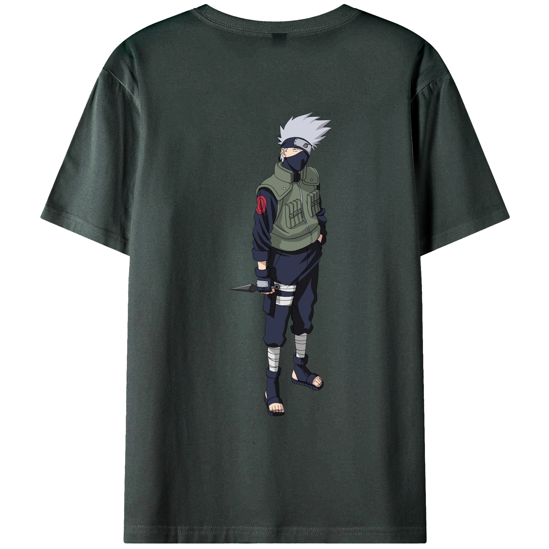 （画像用） NARUTO -ナルト- はたけ カカシ Hatake Kakashi 綿100％ メンズ半袖Tシャツ（バックプリント） 通気性